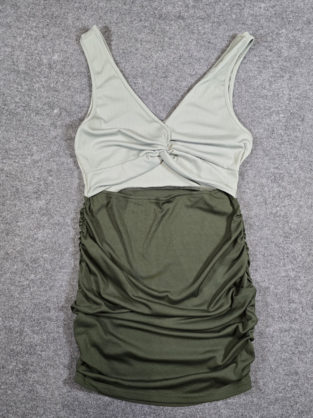 Two-Tone Twist Front Mini Dress